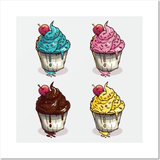 ice cream cup illustration Posters and Art